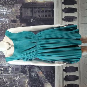 Epilogue sz M Womens Green Pleated Summer Cocktail Party Pleated Lined Dress